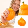 thumbnail image 2 of Tangerine Crunchy Squishy Toy, Orange Fruit Stress Ball with Green Stem, Crunchy Sound Fidget Toy, Stress Relief Sensory Toy for Kids Adults, Desk Decor Gift, 2 of 6