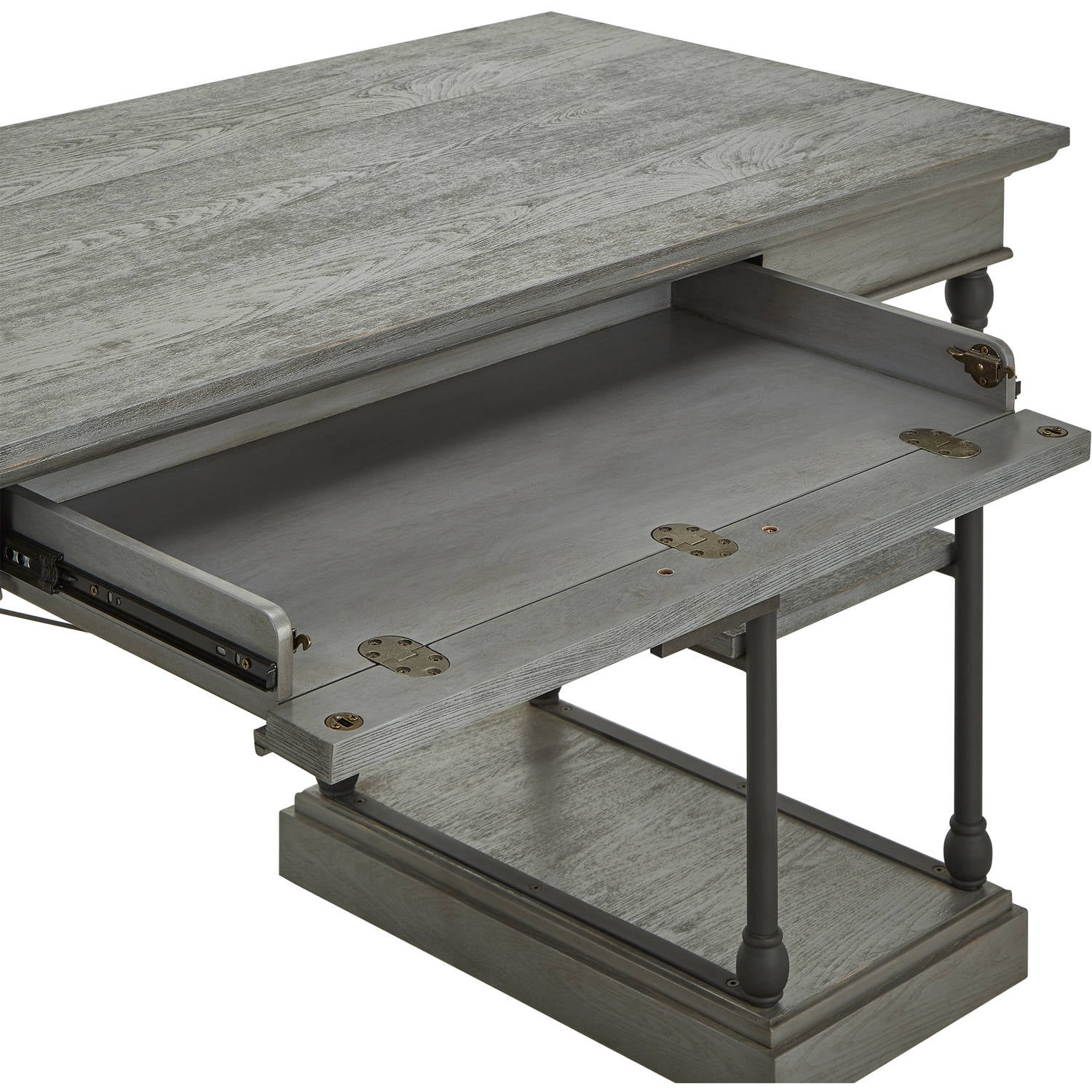 Weston Home Cabana Rustic Rectangular Writing Desk with 1-Drawer, Frost Grey