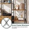 thumbnail image 4 of HIGDBFE Triple Wide 4-Tier Bookshelf, Industrial Open Display Bookcase, 10 Shelves and 3 Fabric Drawers Large Bookshelf for Living Room, Home Office, Rustic Brown, 4 of 9