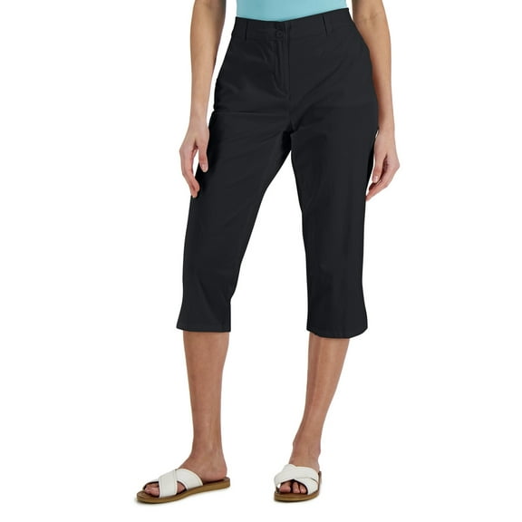 Karen Scott Womens Comfort Waist Capri Pants Deep Black 12