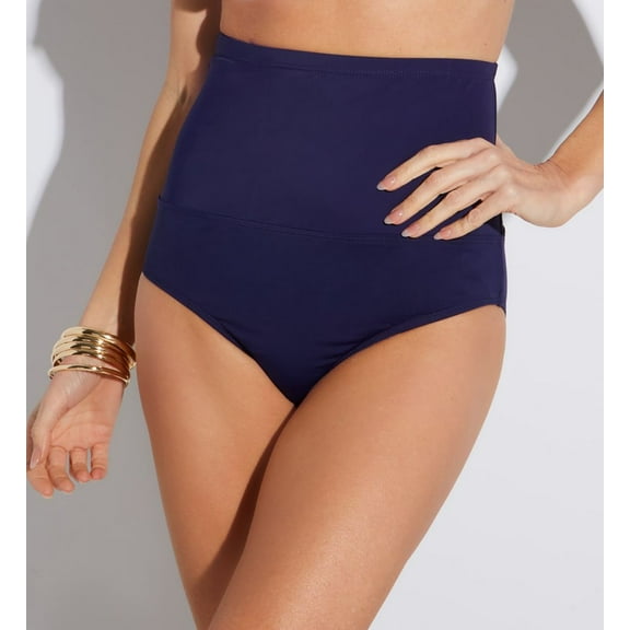 Women's Leilani A720092 Solids High-Waist Control Swim Bottom (Leilani Navy 8)