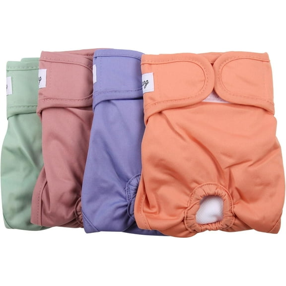 Female Dog Diapers for Medium Dogs,4 Pack Reusable Washable Premium Doggie Diapers for Heat,Incontinence,Period Doggy Nappies,M