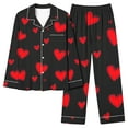 thumbnail image 5 of Gytharion Pajama Sets for Women Cute Heart Print Sleepwear Sets 2 Piece Loungewear Outfits Long Sleeve Button Down Lapel Top and Elastic Waist Pants Soft Comfy Pj Sets with Pockets, 5 of 5