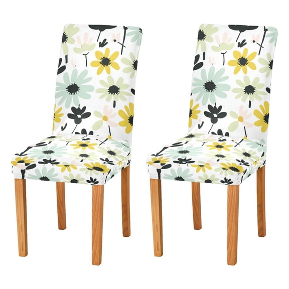 Yayeee 2 Pack Dining Chair Covers Stretch Parson Chairs Slipcovers Seat Protector, White Flower
