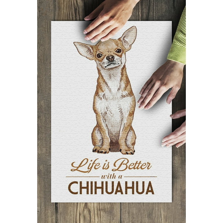 Chihuahua, Life is Better, White Background (1000 Piece Puzzle, Size 19x27,  Challenging Jigsaw Puzzle for Adults and Family, Made in USA)