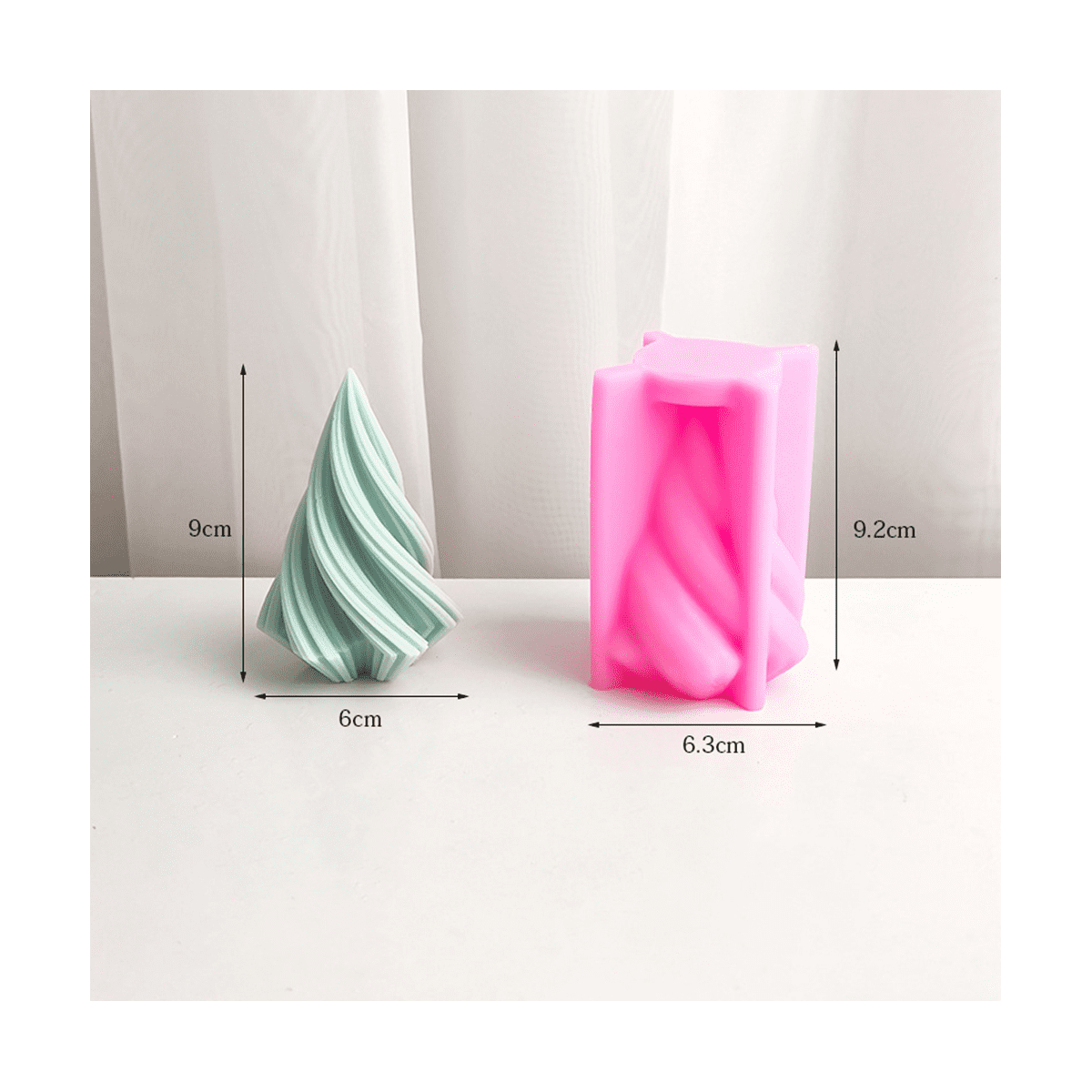 Rotating Cone Candle Mold Wave Stripe Aromatherapy Candle Silicone Mould DIY Curved Columnar Plaster Resin (L)