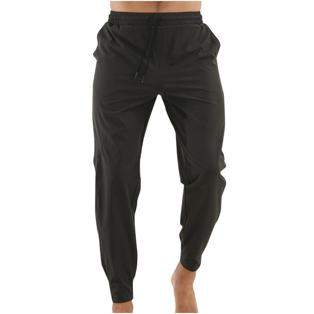 Puntoco Pantalones deportivos y de ocio para hombre, de secado rápido, holgados y transpirables, de color sólido, con cordón para actividades al aire libre