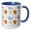 Blue/White, variant on 3drose, Whale, Fish, Blue, Orange, Sea Life, Sea Plants, Cute, Pattern, 11oz Mug
