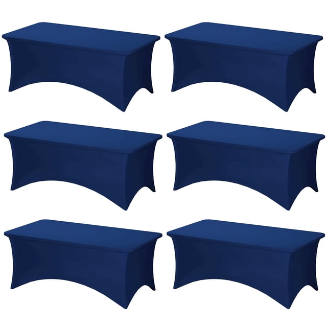 Mantel Fixwal de elastano azul marino de 6 pies para mesa de 6 pies, paquete de 6