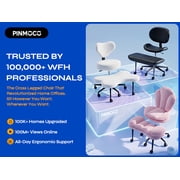 Pinmoco Cross Legged Office Chair, Black PU Leather Ergonomic Criss Cross Swivel Desk Chair, Comfy Task Chair for Home Office, Gaming& Meditation, Armless