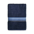 thumbnail image 2 of (2 pack) Mainstays Basic Bath Towel, Soft 100%  Cotton and Highly Absorbent Striped Bath Towel, Navy, 2 of 8