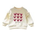 thumbnail image 3 of BOBOGOJP Kids Girls Christmas Sweatshirt Heart Printed Merry Christmas Shirts Crewneck Pullover Top Xmas Holiday Outfits Beige for Size 5-6 Years, 3 of 7