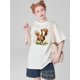 thumbnail image 1 of Women'S Vintage Crew Neck T-Shirt, Polyester Knit Fabric, Regular Length, with Geometric Pattern, Casual Print Tee for Summer, 1 of 6