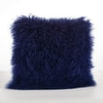 thumbnail image 3 of SARO 3564.BG16S 16 in. Square Wool Mongolian Lamb Fur Throw Pillow  Blue & Grey, 3 of 5