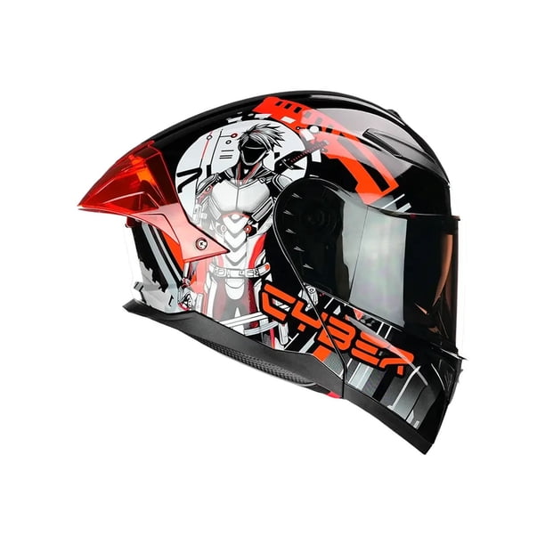 Casco Abatible Moto Kov Stark Cyber Punk Negro Naranja Dot