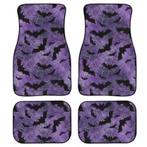 Renewold Bat Spider Web Violet Car Floor Mats Auto Carpet Rugs Set of 4, Anti-slip Universal Fit for SUVs Sedans Trucks, Halloween Car Interior Accessories for Women Men