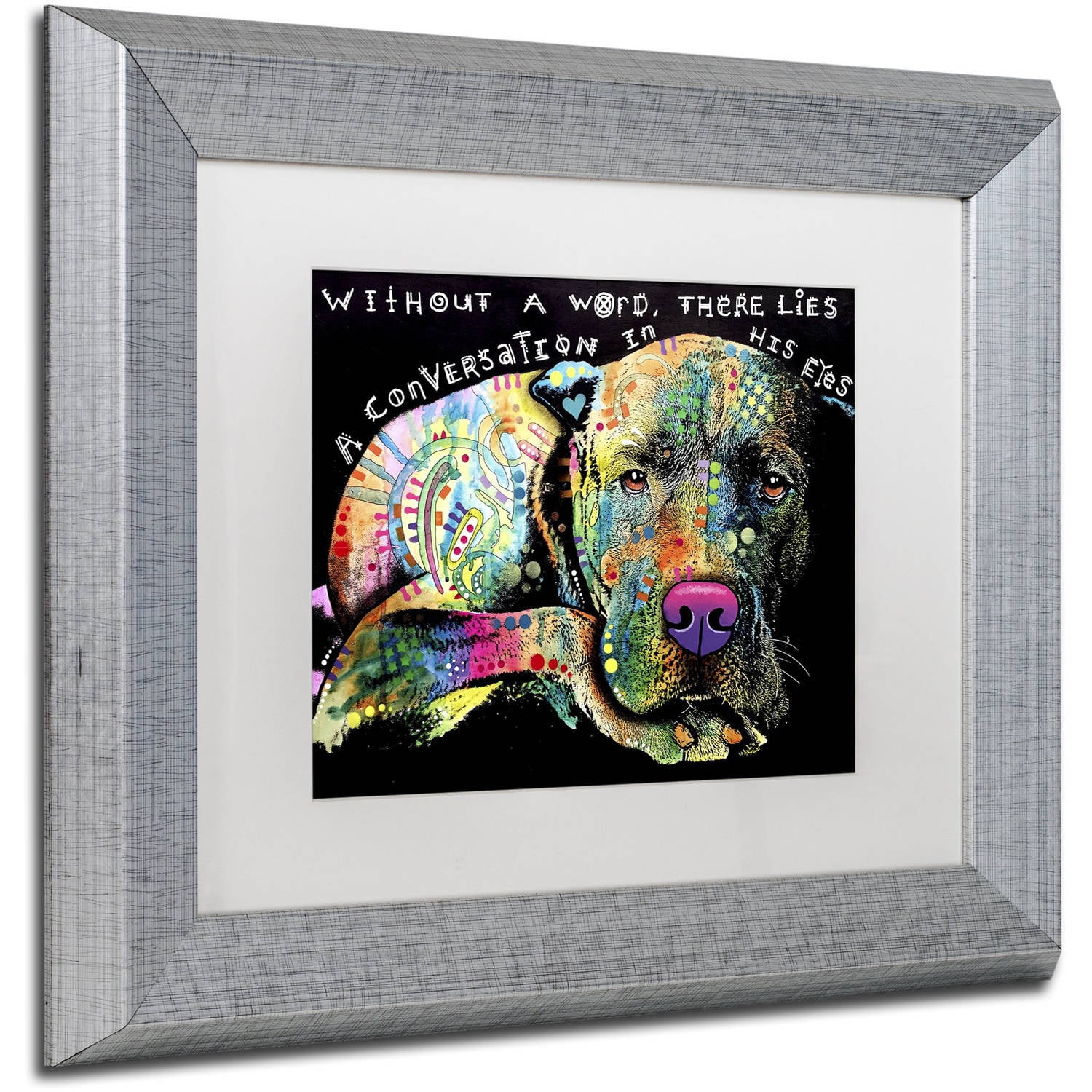 Trademark Fine Art 'Without a Word' Canvas Art by Dean Russo, White Matte, Silver Frame