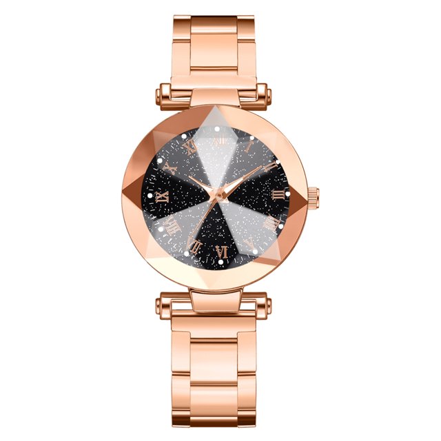 Reloj de aleación informal para mujer de moda Reloj de pulsera de cuarzo femenino simple exquisito (oro rosa)