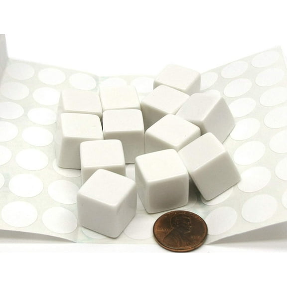 Koplow Games White D6 Blank 16mm Dice Set with Stickers (12)
