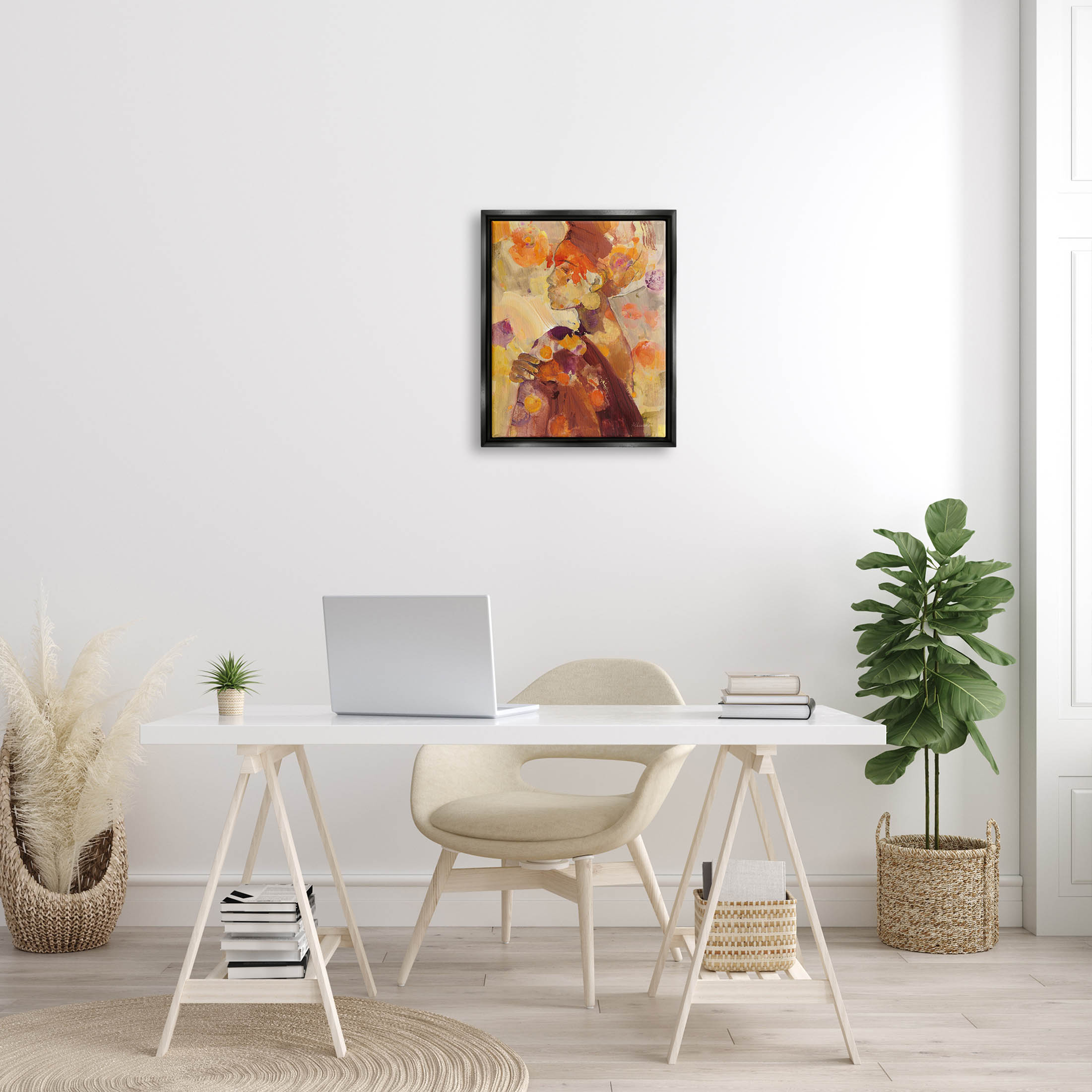 Stupell Industries Celebrate Beauty Modern Composition Painting Jet Black Floating Framed Canvas Print Wall Art, Design by Albena Hristova