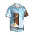 thumbnail image 2 of Daiia Funny Cat Taking a Bath Hawaiian Shirt for Men Gentle Cotton Regular Short Sleeve Casual-3X-Large, 2 of 8