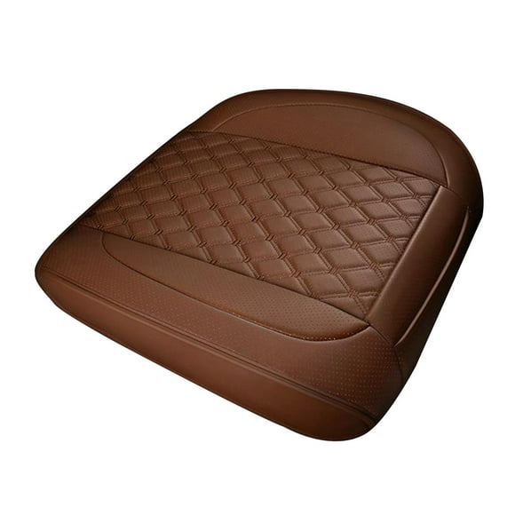 PU Leather Front Rear Car Seat Bottom Cover Breathable Cushion Brown Front