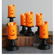 Halloween Pumpkin Candle Light, Halloween Orange Flameless Candle Lights LED Lamps Festival Decor Light for Halloween Party (6pcs)