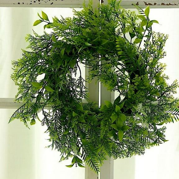 BalsaCircle 2 Green 12" Artificial Leaves Wreath Candle Rings Wedding Party Catering Decorations