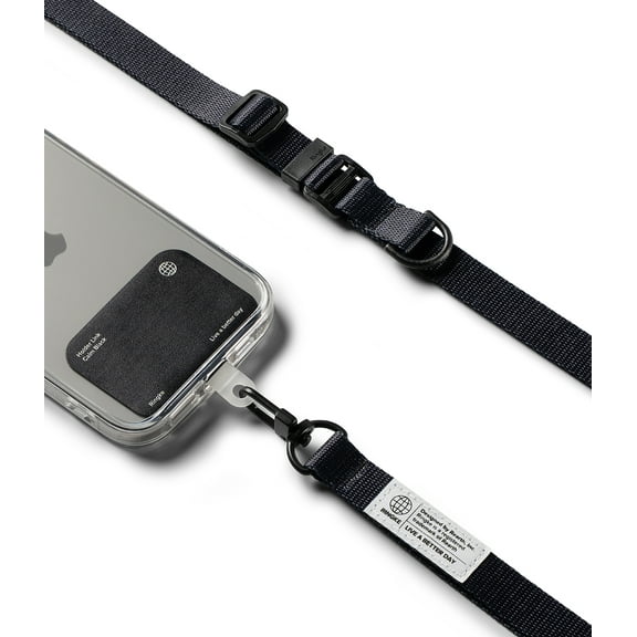 Ringke Holder Link Snap Hook Lanyard [Adjustable Shoulder Strap] for Universal Phone Case, Lanyard Phone Holder with Tether Tab - Calm Black