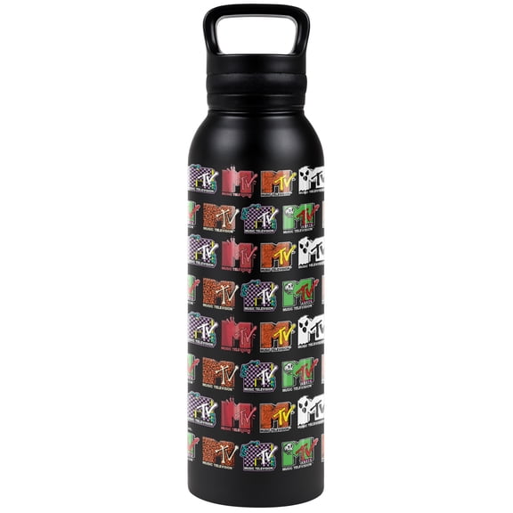 MTV Halloween Logos 24 oz Insulated Canteen Water Bottle, Leak Resistant, Vacuum Insulated Stainless Steel with Loop Cap