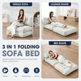 thumbnail image 5 of Folding Chair Bed, 3 in 1 Convertible Sleeper Chair with Pillow, Foldable Futon Chair for Living Room, Cream Beige, 5 of 8