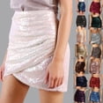thumbnail image 4 of vigerkar Womens Short Ruched Body Con Sequin Club Pencil Sparkly Carnival Cocktail Mini Skirt (Light Pink, M), 4 of 9