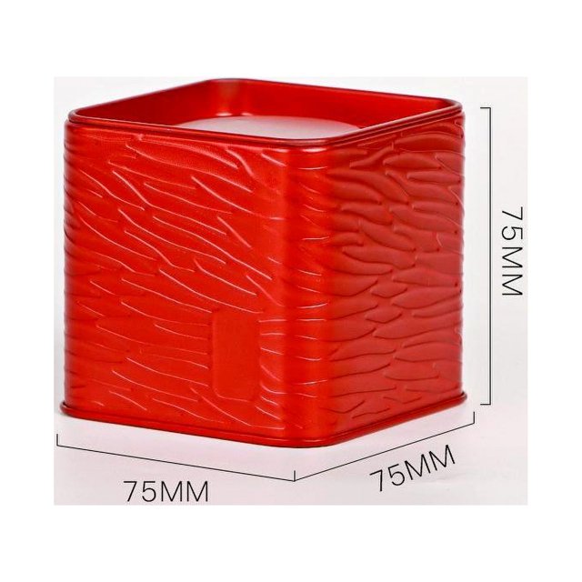 YUANOU Mini Portable Solid Color Square Tin Box Tea Sealed Jar Boxes Jewelry Candy Small Storage Can Coin Earring Headphones Gift Case(Red)