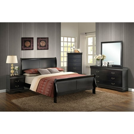 Victorian Bedroom Suite - Cambridge Piedmont 5-Piece Bedroom Suite in Black with Full Bed, Dresser, Mirror, Chest and Nightstand