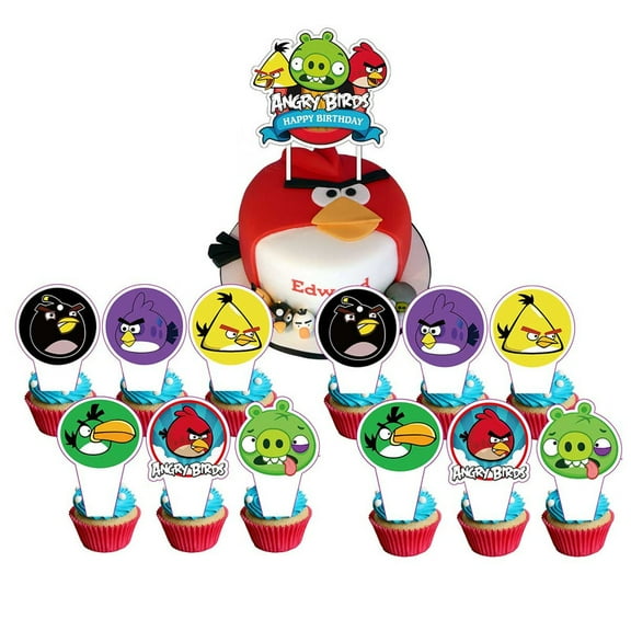 Angry Birds Cake Topper Cupcake Set Party Supplies Decoration Birthday Decor Kit