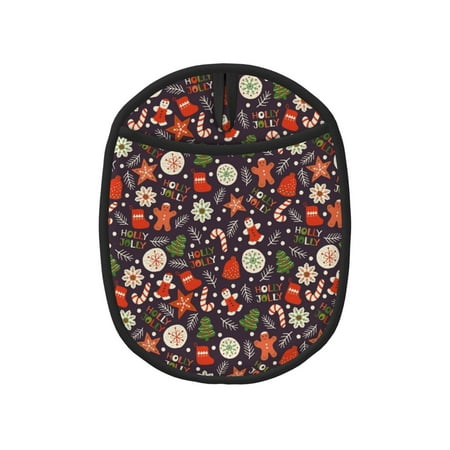 

Pofeuu Winter Holiday Christmas Print Silicone Pot Mat Mitten With Hanging Loop Heat Resistant Oven Mitts Non-Slip Bbq Baking Smoking Potholders