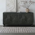 thumbnail image 3 of Sideboard Buffet, Wood Floor Cabinet With Carved Flower Door, Metal Handle, Freestanding Sideboard, Entryway Storage Unit Console Table, 3 of 8