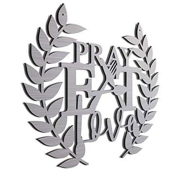 JASS GRAPHIX Brushed Aluminum Farmhouse Kitchen Décor Eat Pray Love Sign for Wall