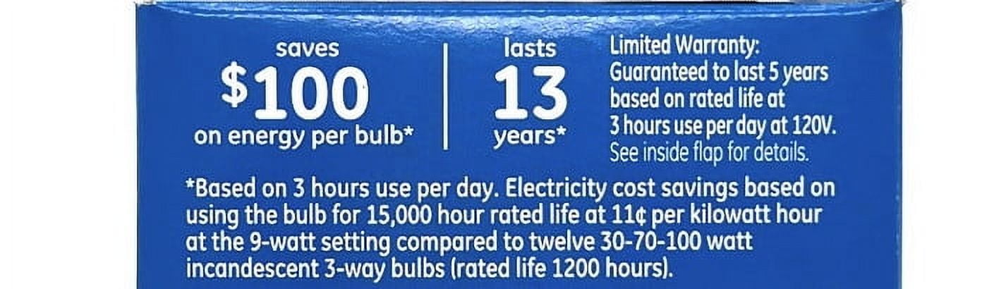 (case of 3) GE refresh LED 3-way Light Bulb, A19 shape, 4, 9, 13 watt emitting 350, 875 and 1250 lumens, Energetic Daylight 5000K, HD Light-- enhanced color contrast & boldness, 3 way LED Light Bulb
