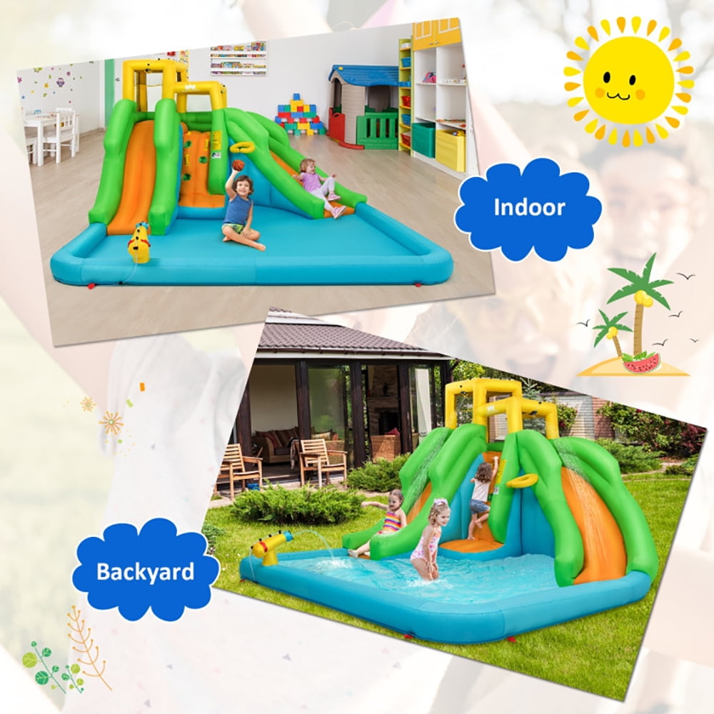 Aimee Lii Kids Inflatable Water Park Bounce House with 480W Blower, Bounce House Water Slide for Kids 5-10