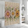 thumbnail image 6 of Vintage Daisy Floral Shower Curtain, Waterproof Shower Curtains for Bathroom, Spring Flowers Botanical Leaves Rustic Washable Fabric Bathtub Curtain Set Bath Decor with 12 Hooks 48"x72", 6 of 8