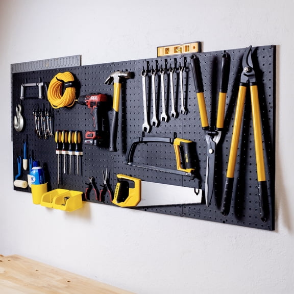 WallPeg 48" Wide Pegboard Kit with 2 Panels & 36 Locking Peg Board Hooks and Panel Set - Tool Parts and Craft Organizer