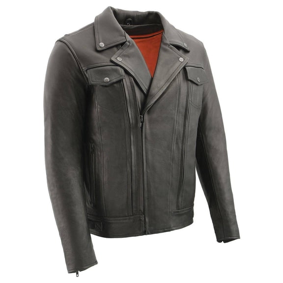Milwaukee Leather MLM1520 Men's Pistol Pete Vented Black Leather Cruiser Jacket X-Large