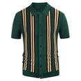 thumbnail image 4 of WREESH Men's Summer Button Down Shirts Short Knitted Loose Casual Outdoor Striped Shirts for Men's Stylish Short Sleeve Tops Green, 4 of 7