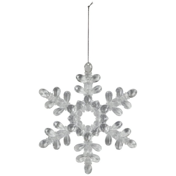 Hanging Acrylic Snowflake Christmas Ornaments - 7" - Clear - Set of 6