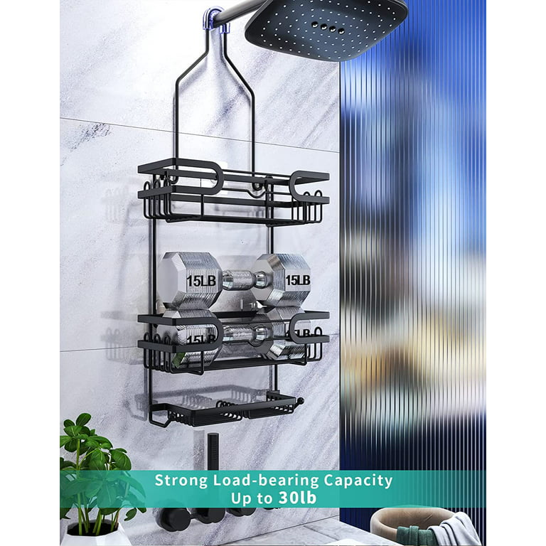HapiRm Hanging Shower Caddy with 14 Hooks and Soap Holder, No Drilling Shower  Caddy Over the Door, Rustproof & Waterproof Stainless Steel Hanging Shower  Organizer for Bathroom (Black) 