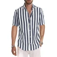 thumbnail image 6 of Men's Casual Shirts Men Patchwork Stripe Tops Fashion Well Fitting Comfortable Contrast Color Laepl Button, 6 of 6