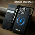 thumbnail image 3 of ELEHOLD Magnetic Detachable Wallet Case for iPhone 14 Plus, Shockproof Faux Leather Stand RFID Card Slots Detachable Mag-Safe Magnetic Case Cover,Removable Back Shell,Black, 3 of 12