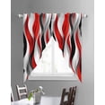 thumbnail image 3 of Red Black Grey Swag Valances for Windows, Moire Modern Artwork Abstract Rod Pocket Sheer Valances for Large Windows, Swag Toppers Light Filtering for Kitchen Living Room 2 Panels 36''x63'', 3 of 6
