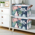thumbnail image 2 of Yayeee Foldable Storage Basket for Shelves with Handles Waterproof Cloth Bins, Pink Flowers, 2 of 7